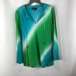 JONES NEW YORK BLUE/GREEN SIZE M BLOUSE